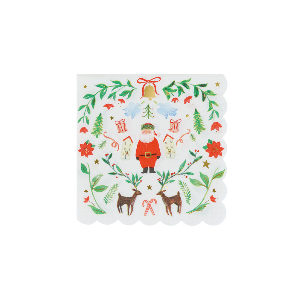 Picture of Foliage Santa Patterned Small Napkins (x 16)