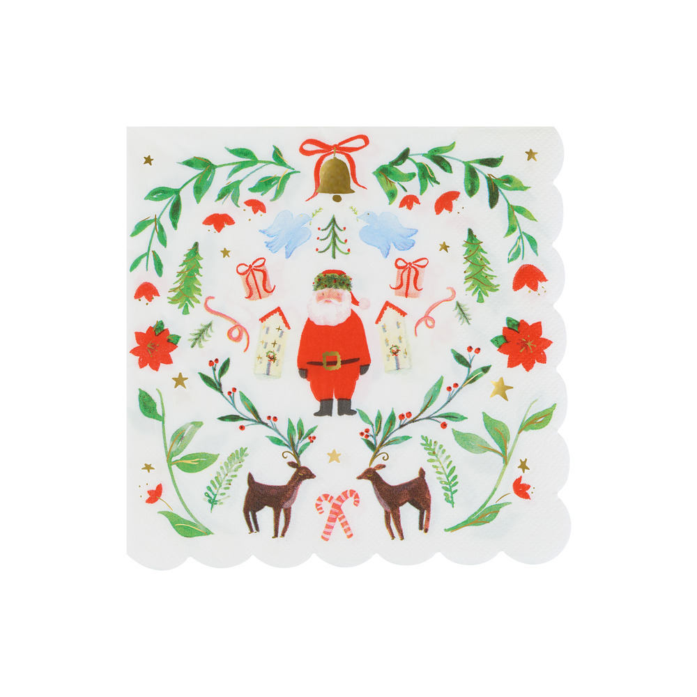Picture of Foliage Santa Patterned Large Napkins (x 16)