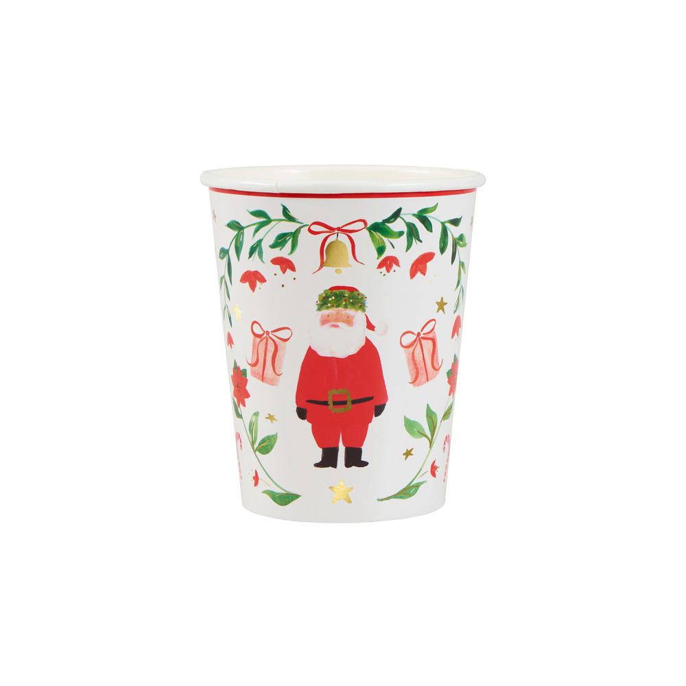 Picture of Foliage Santa Patterned Cups (x 8)