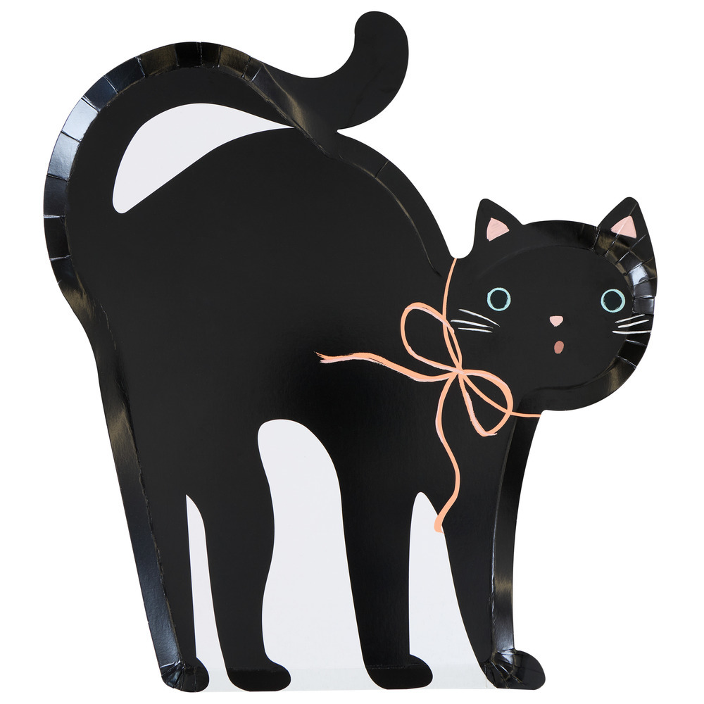Picture of Halloween Cat Shaped Plates (x 8)