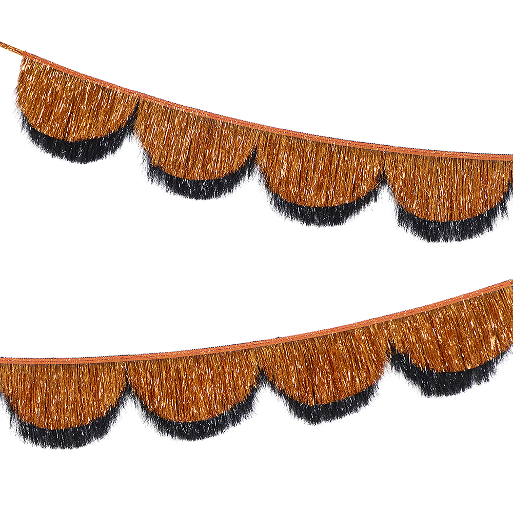 Picture of Orange & Black Tinsel Scalloped Garland
