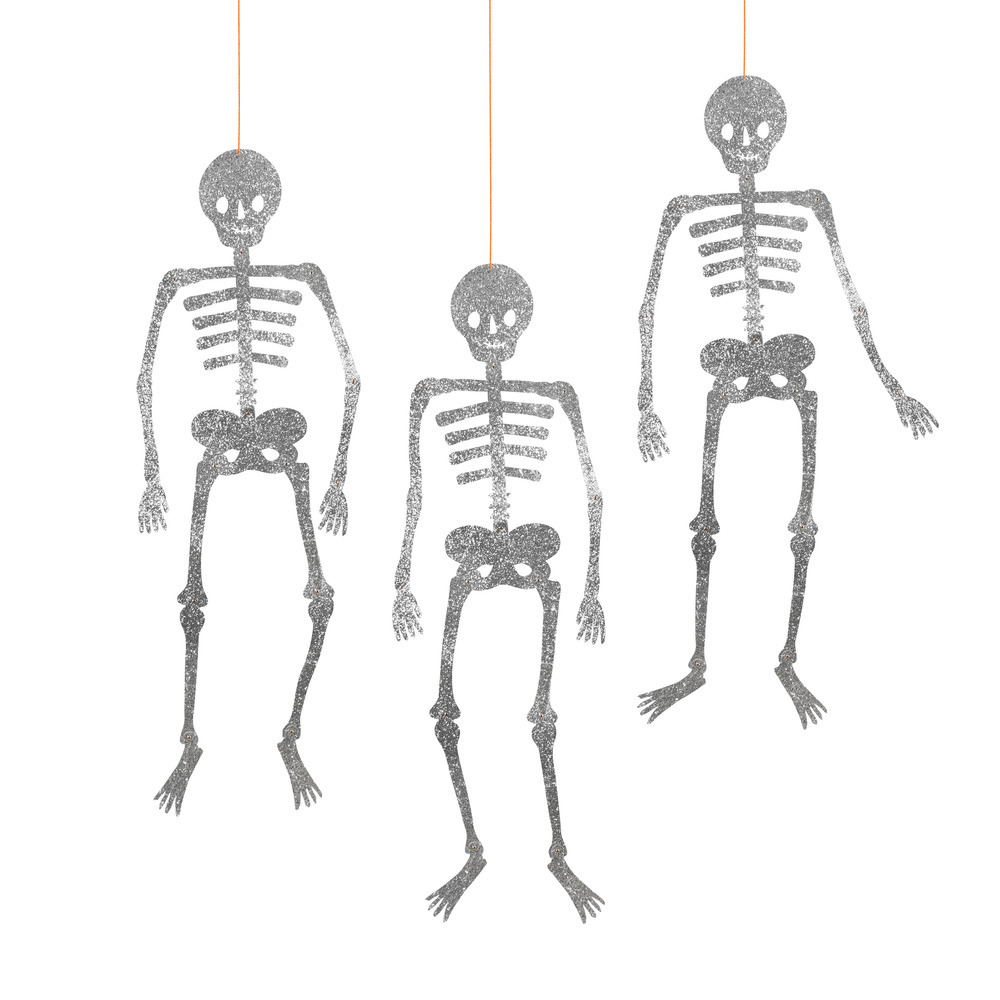 Picture of Giant Glitter Jointed Skeleton Decorations (x 3)