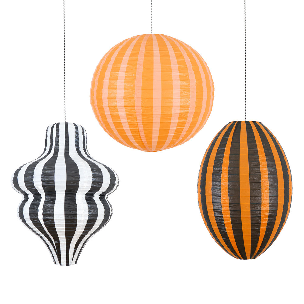 Picture of Stripy Halloween Lanterns (x 3)