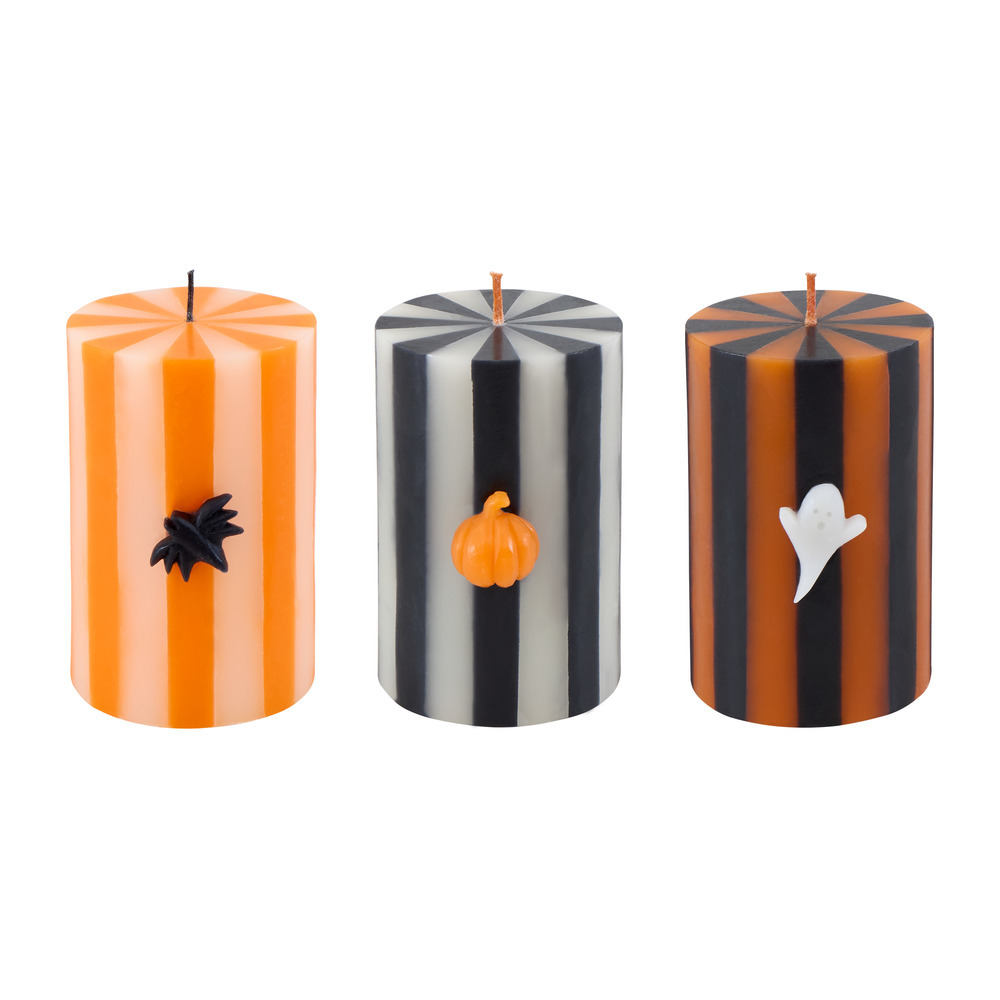 Picture of Halloween Striped Pillar Candles (x 3)
