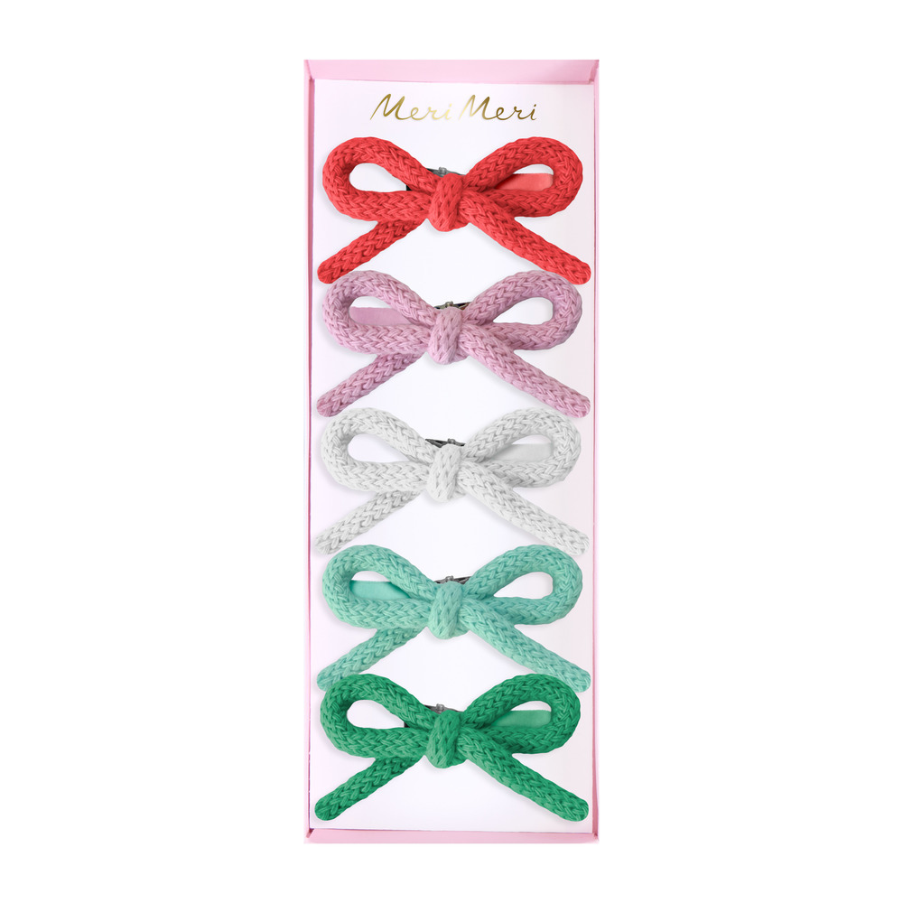 Picture of Knitted Bow Hair Clips (x 5)