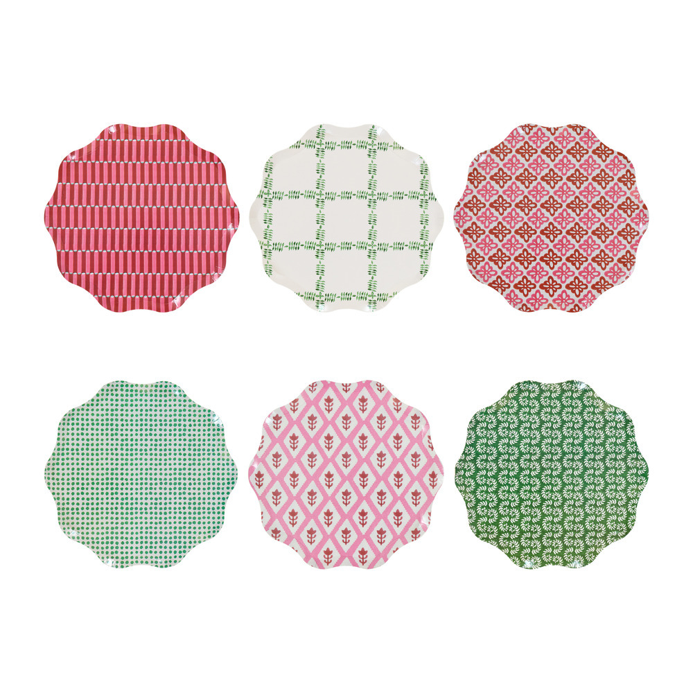 Picture of Meri Meri x Molly Mahon Red & Green Side Plates (x