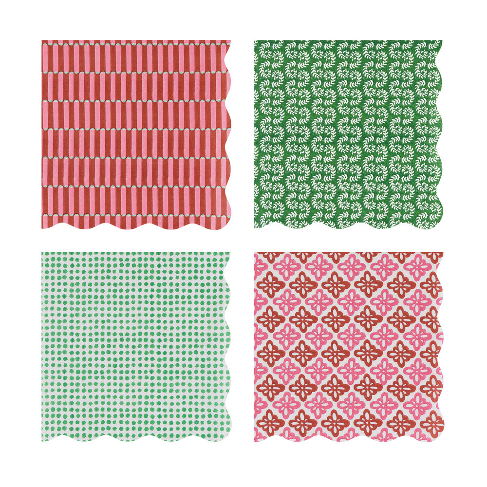 Picture of Meri Meri x Molly Mahon Red & Green Large Napkins 