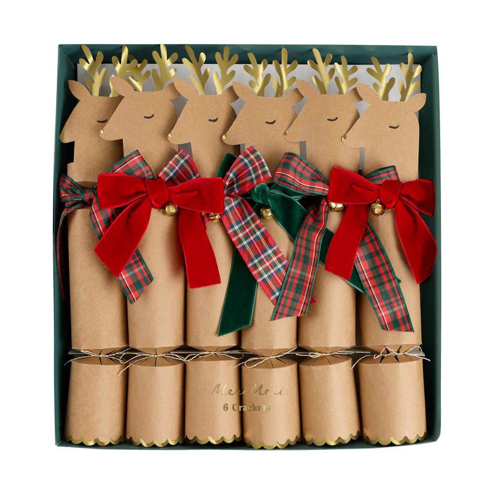 Picture of Plaid & Velvet Bow Reindeer Crackers (x 6)