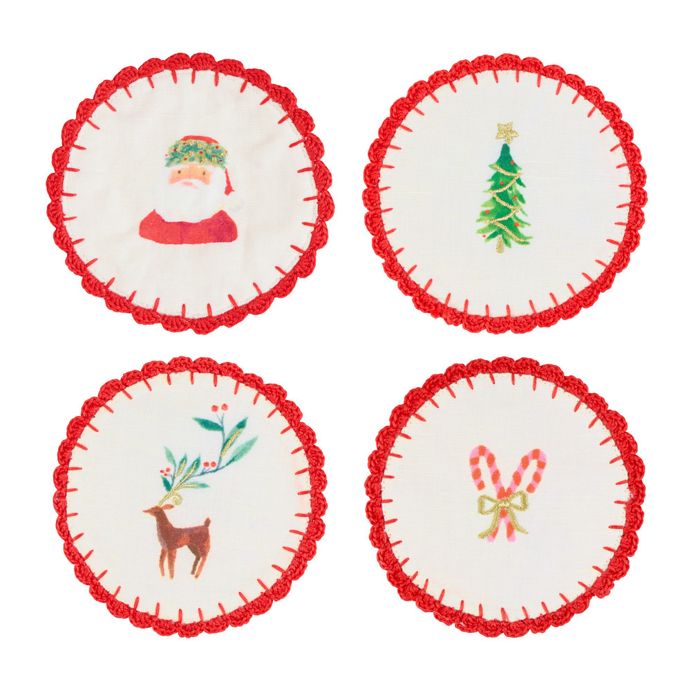 Picture of Painterly Christmas Fabric Cocktail Napkins (x 4)