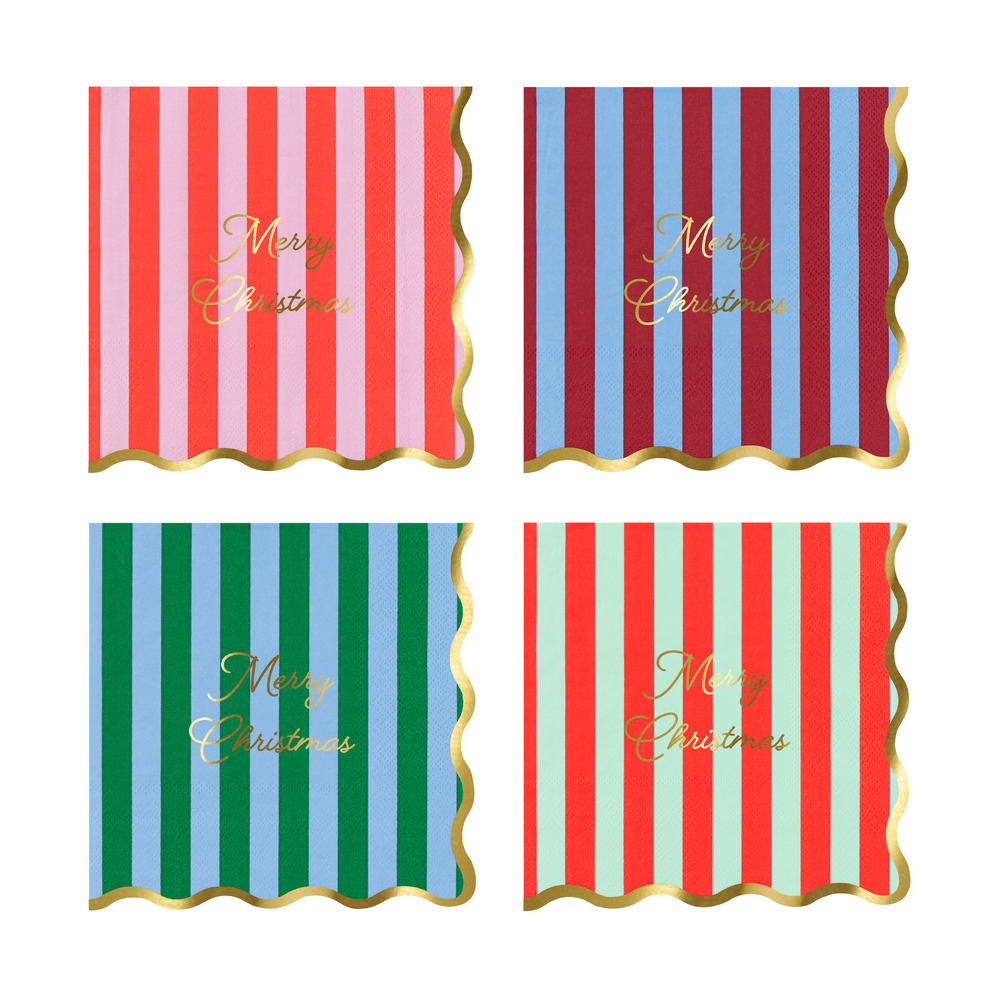 Picture of Striped Merry Christmas Large Napkins (x 16)