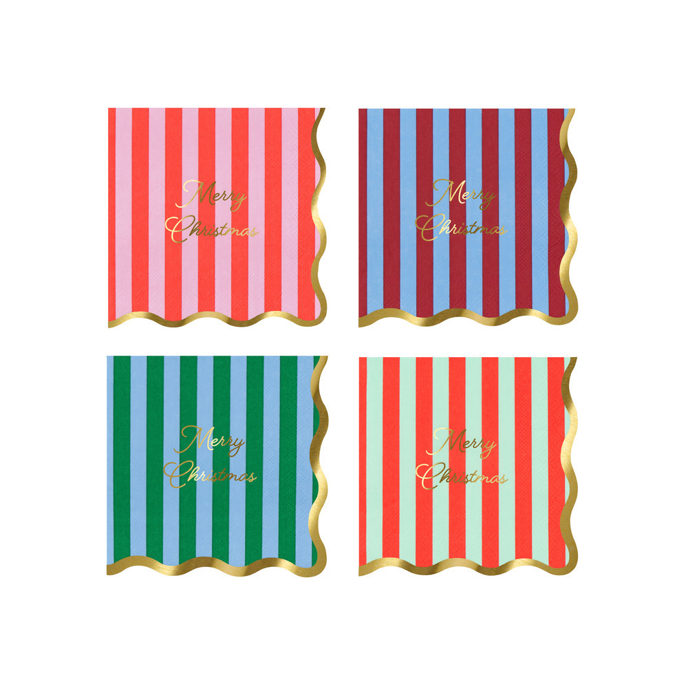Picture of Striped Merry Christmas Small Napkins (x 16)