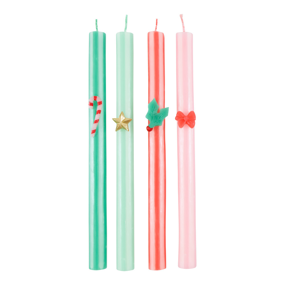 Picture of Festive Striped Table Candles (x 4)