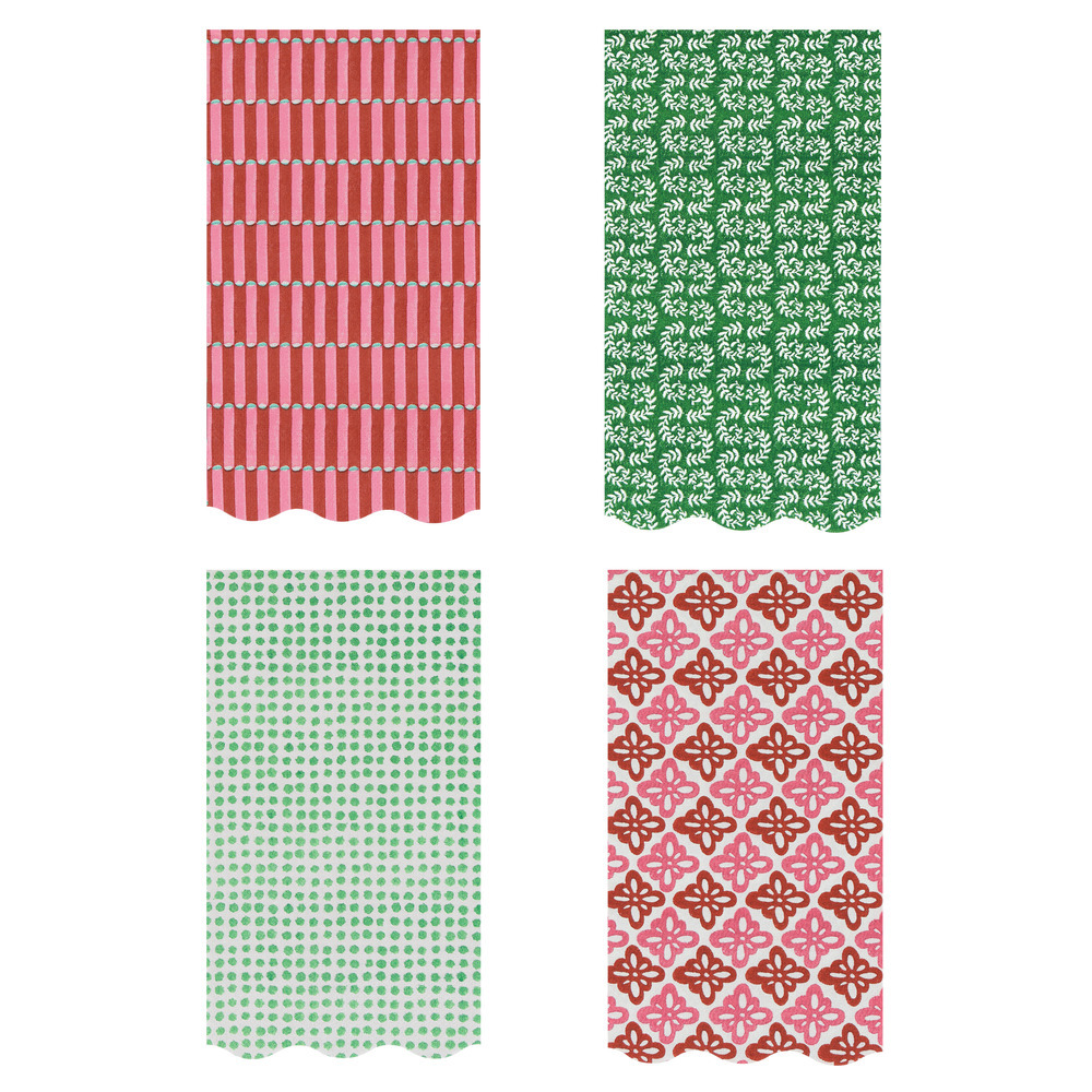 Picture of Meri Meri x Molly Mahon Red & Green Guest Towels (
