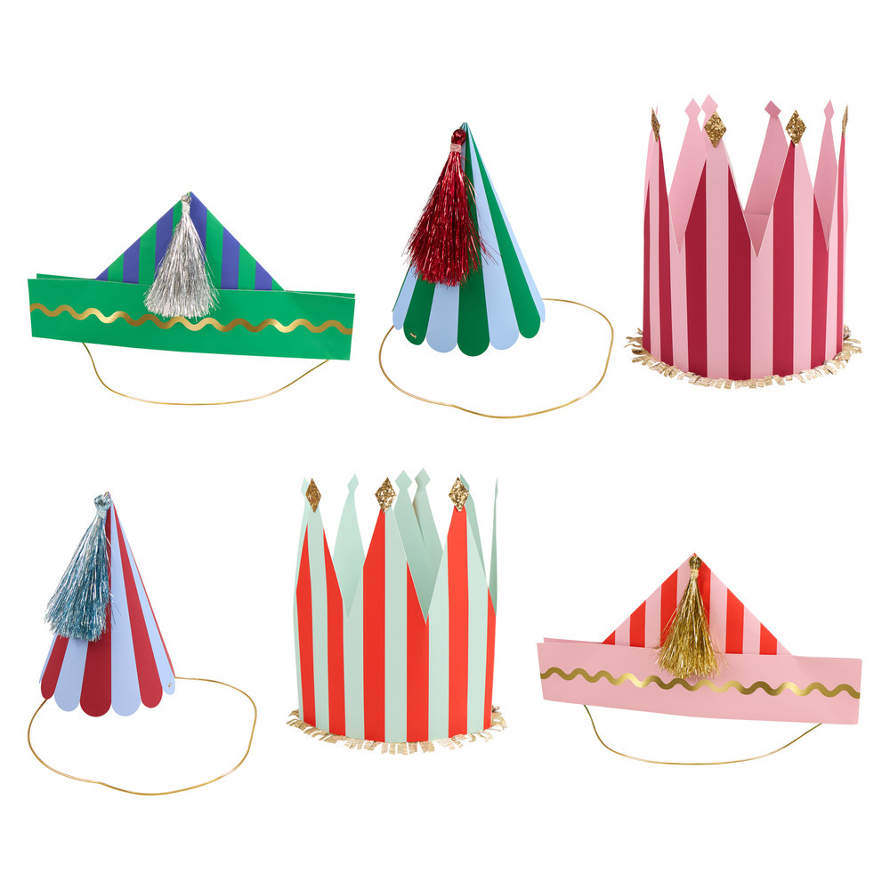 Picture of Fun Striped Party Hats (x 6)