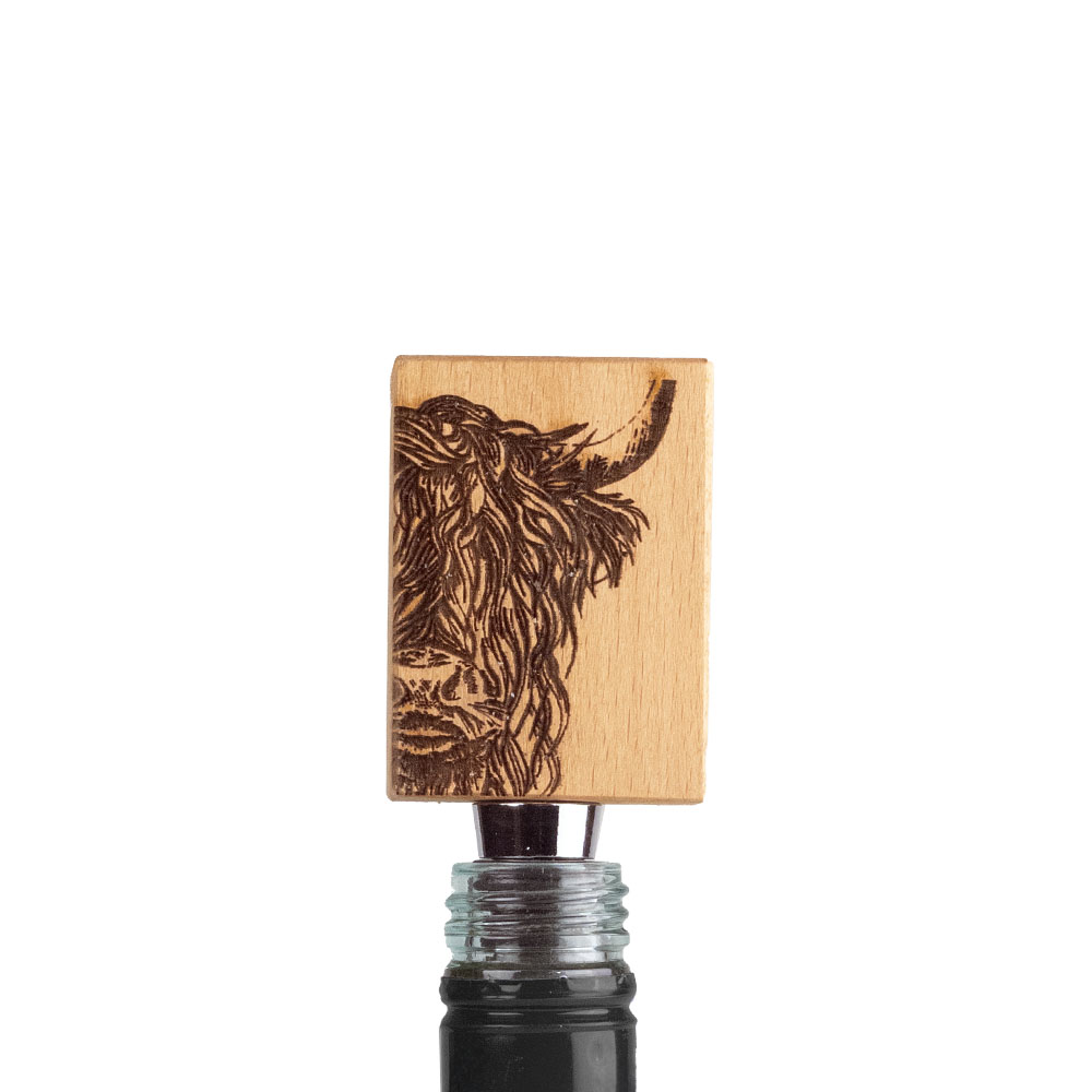 Picture of Beech Bottle Stopper - Highland Cow