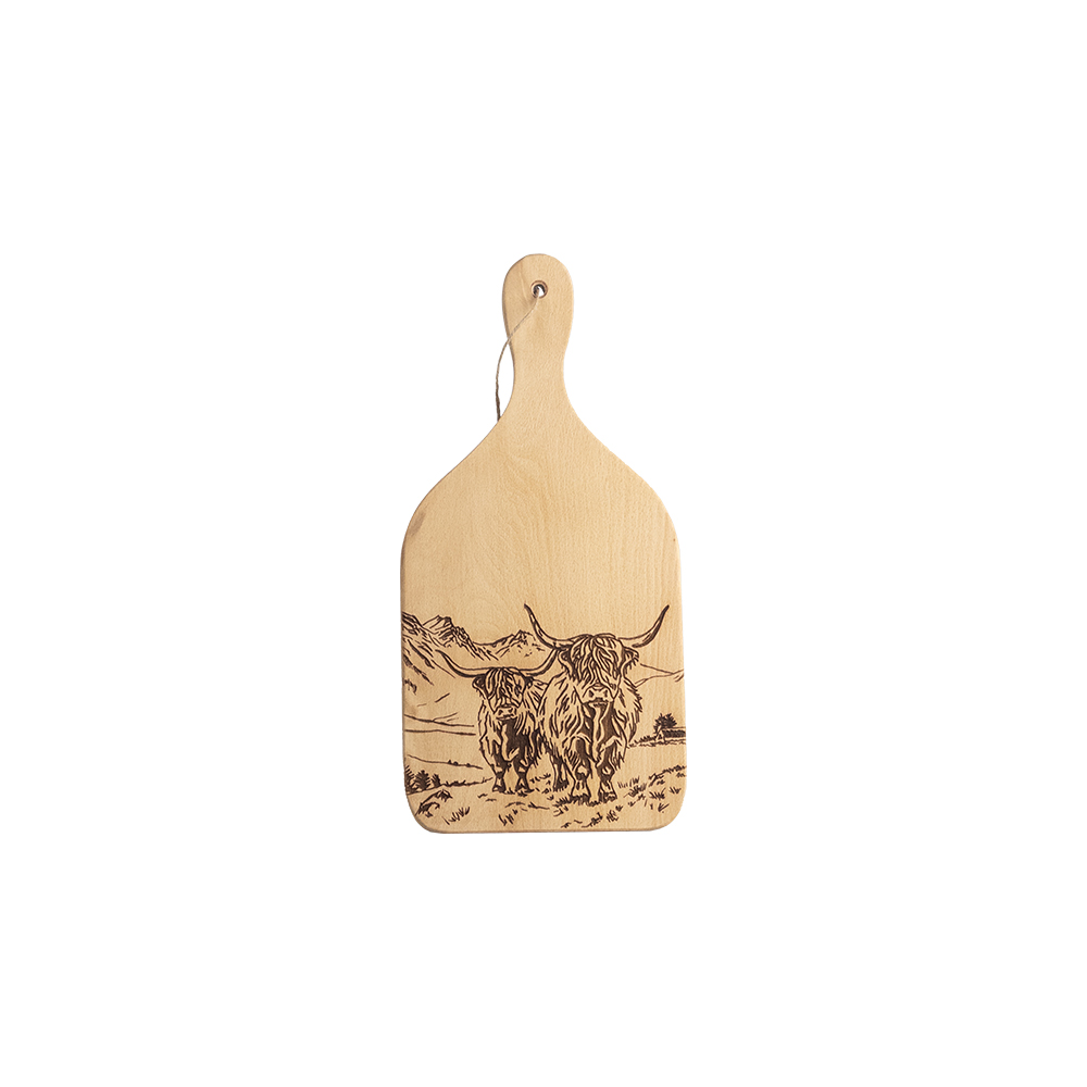 Picture of Beech Hanging Paddle - Small - Scenic Highland Cow