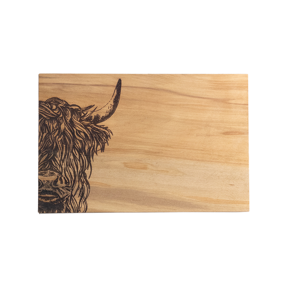 Picture of Beech Serving Board - 30cm - Highland Cow
