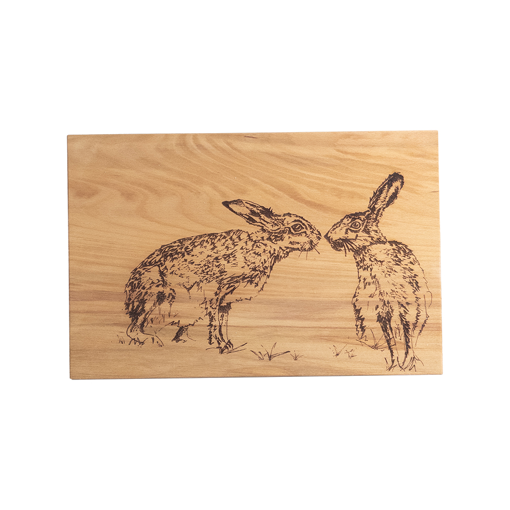 Picture of Beech Serving Board - 30cm - Kissing Hare