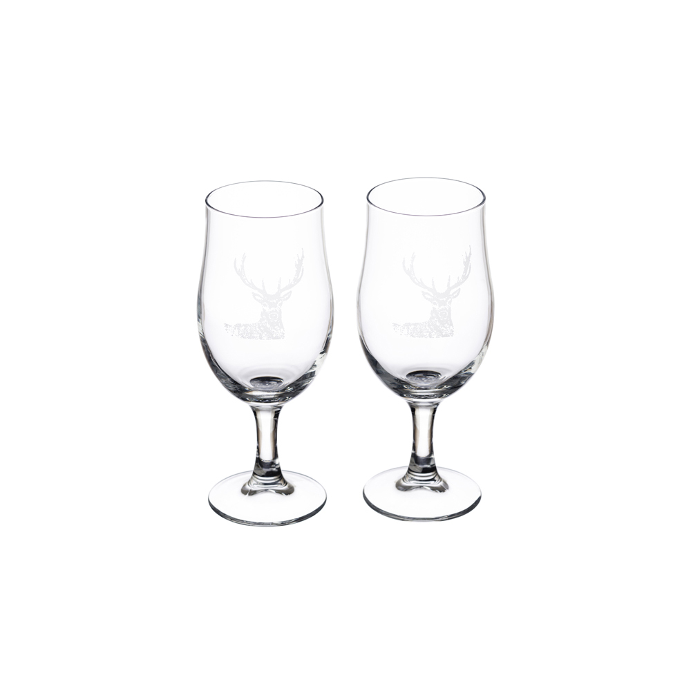 Picture of 2 Stag Engraved Craft Beer Glasses