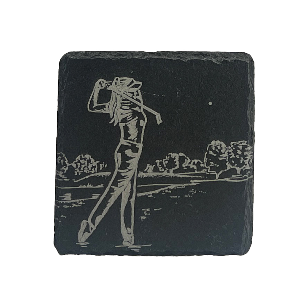 Picture of Single Slate Coaster - Female Golfer