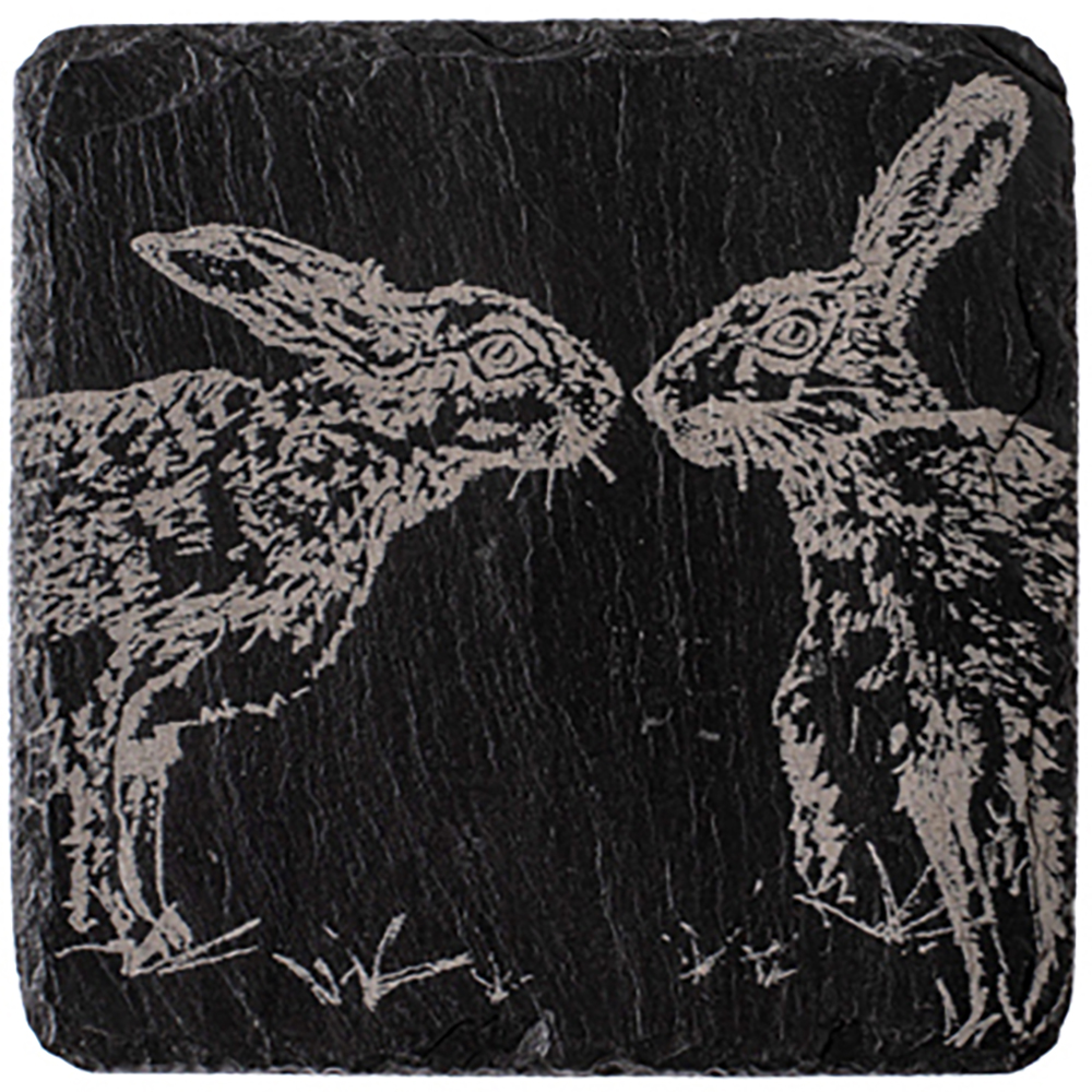 Picture of Single Slate Coaster - Kissing Hares