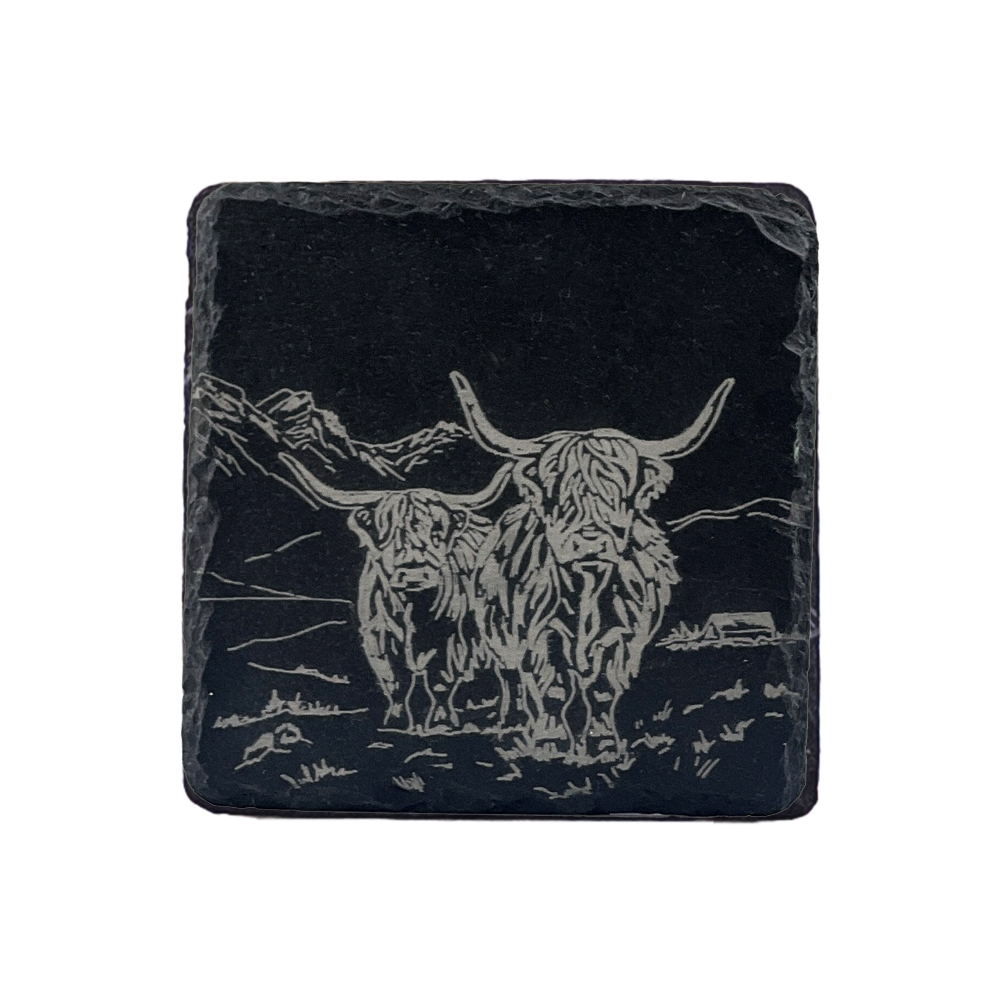 Picture of Single Slate Coaster - Scenic Highland Cow