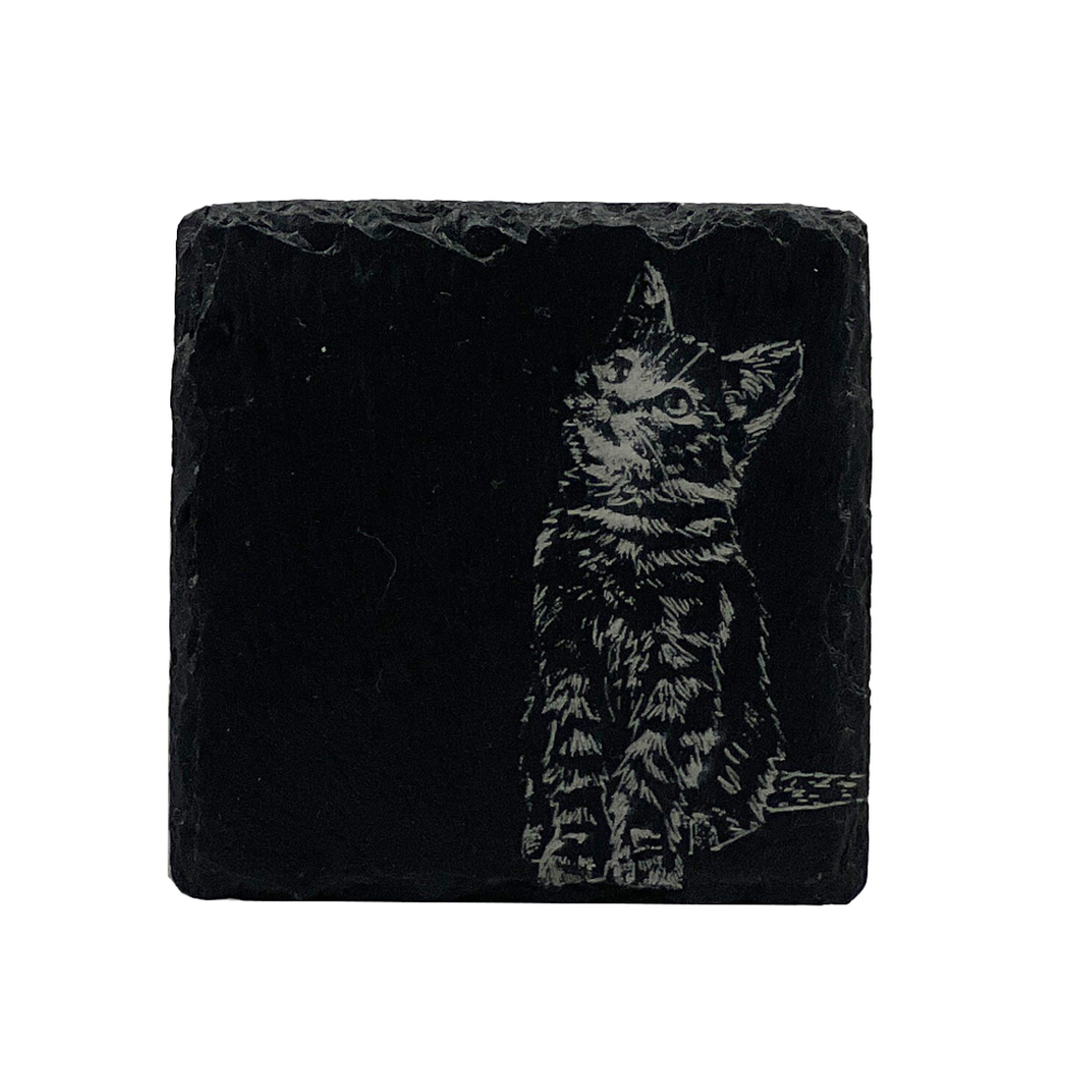 Picture of Single Slate Coaster - Tabby Cat