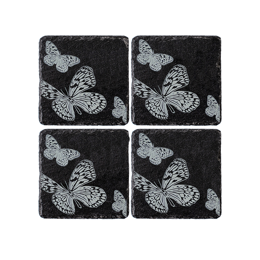 Picture of 4 Buttefly Slate Coasters