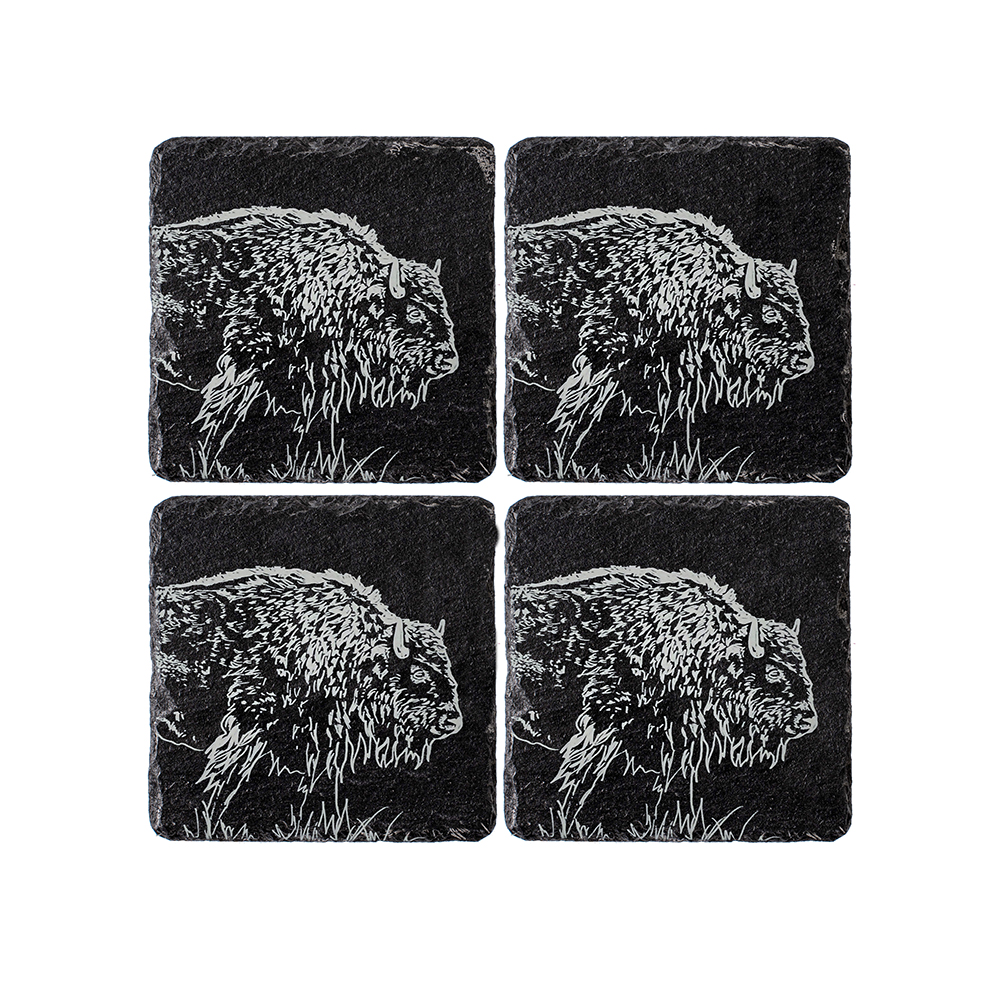 Picture of 4 Bison Slate Coasters