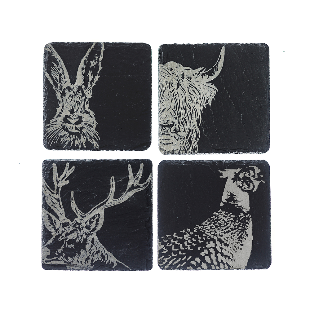 Picture of 4 Country Animals Slate Coasters