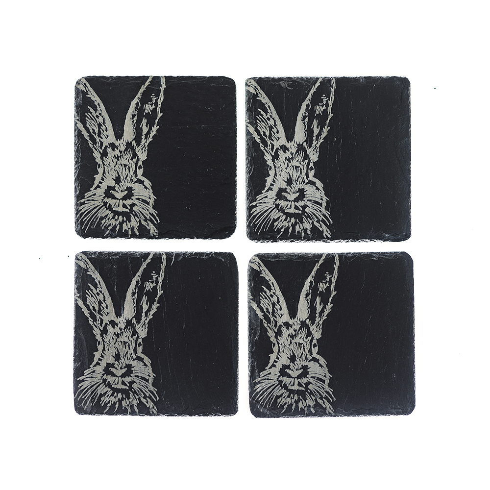 Picture of 4 Hare Slate Coasters