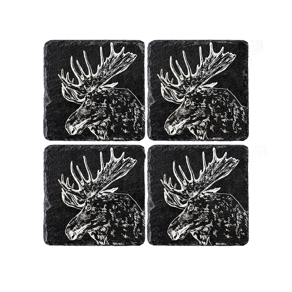 Picture of 4 Moose Slate Coasters