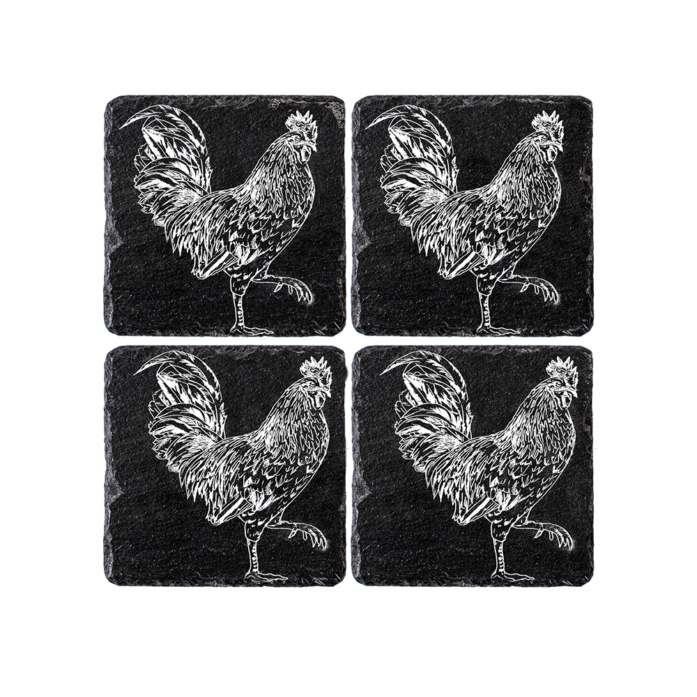 Picture of 4 Rooster Slate Coasters