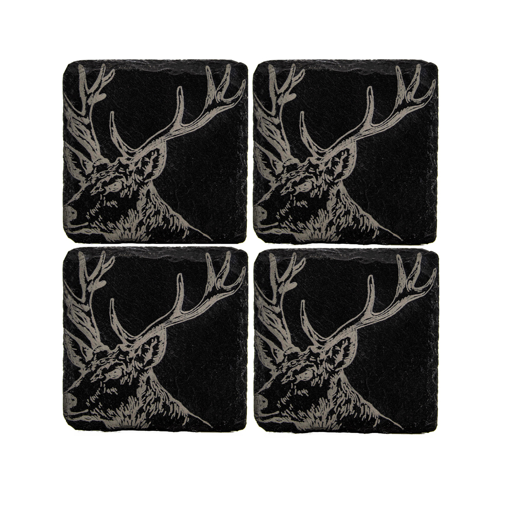 Picture of 4 Stag Slate Coasters
