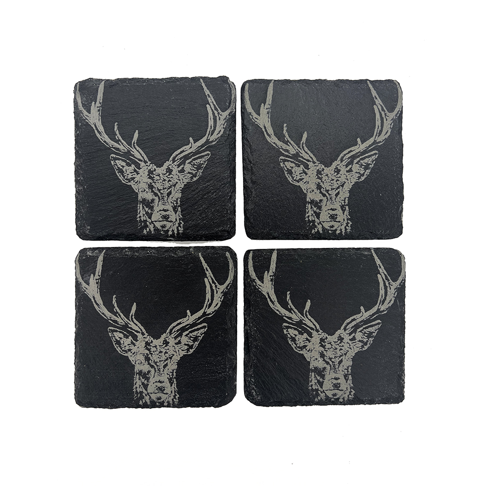 Picture of 4 Stag Prince Slate Coasters