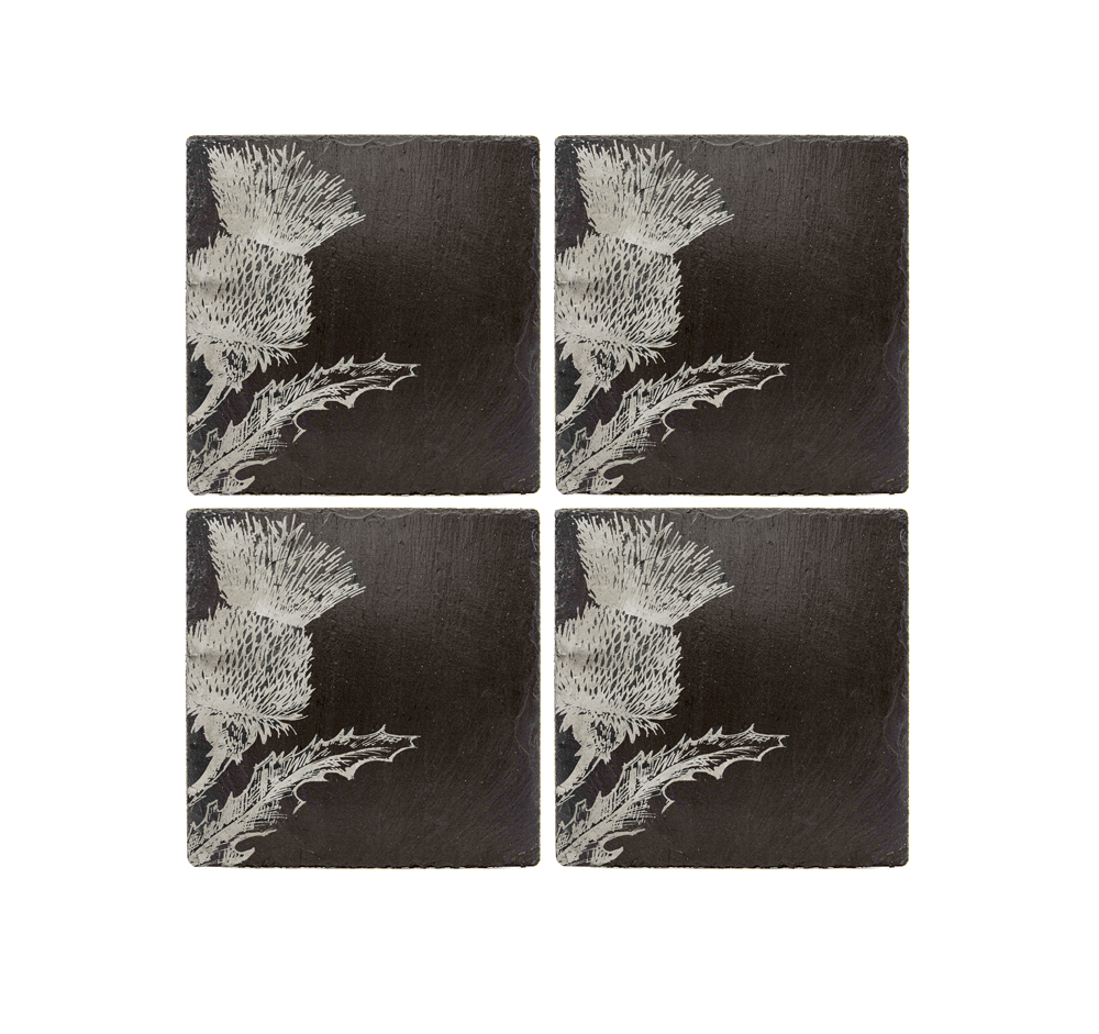 Picture of 4 Thistle Slate Coasters