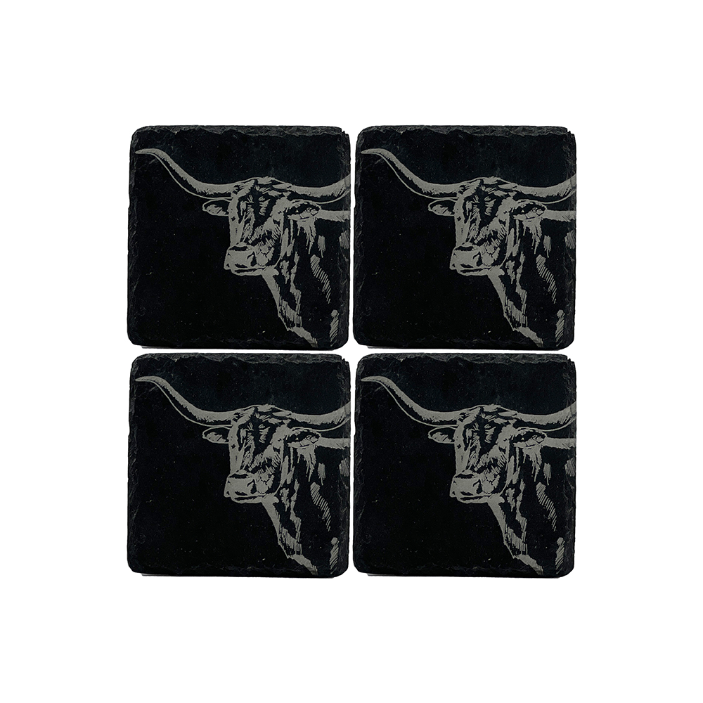 Picture of 4 Slate Coasters - Texas Longhorn