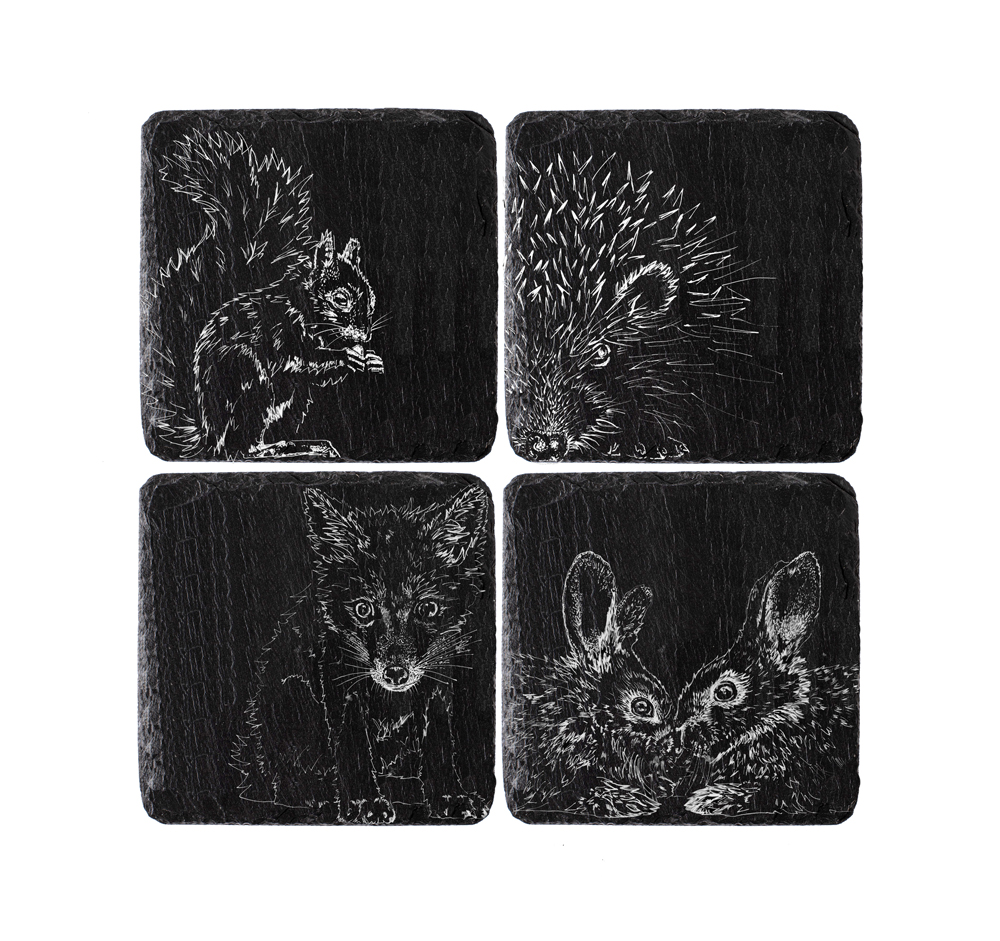 Picture of 4 Woodland Friends Slate Coasters