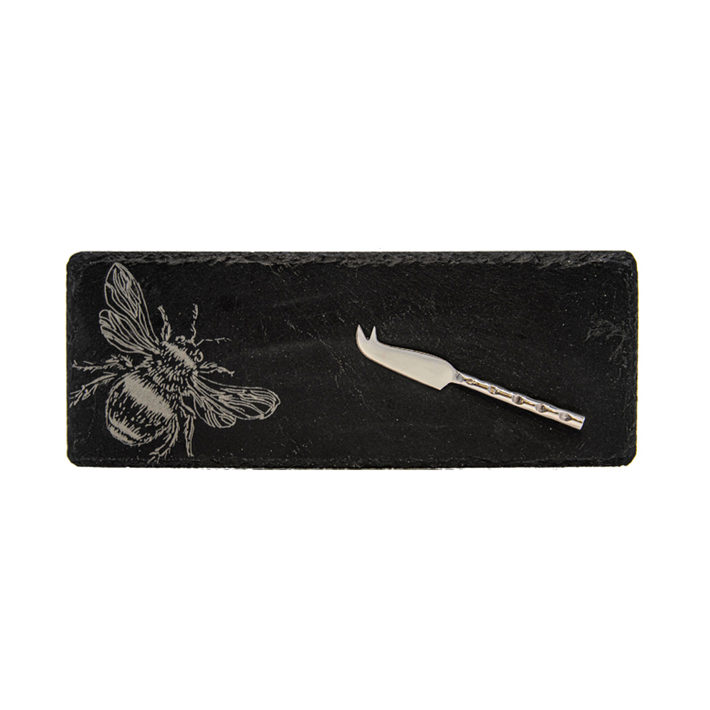 Picture of Single Mini Slate Cheese Board & Knife Set - Bee