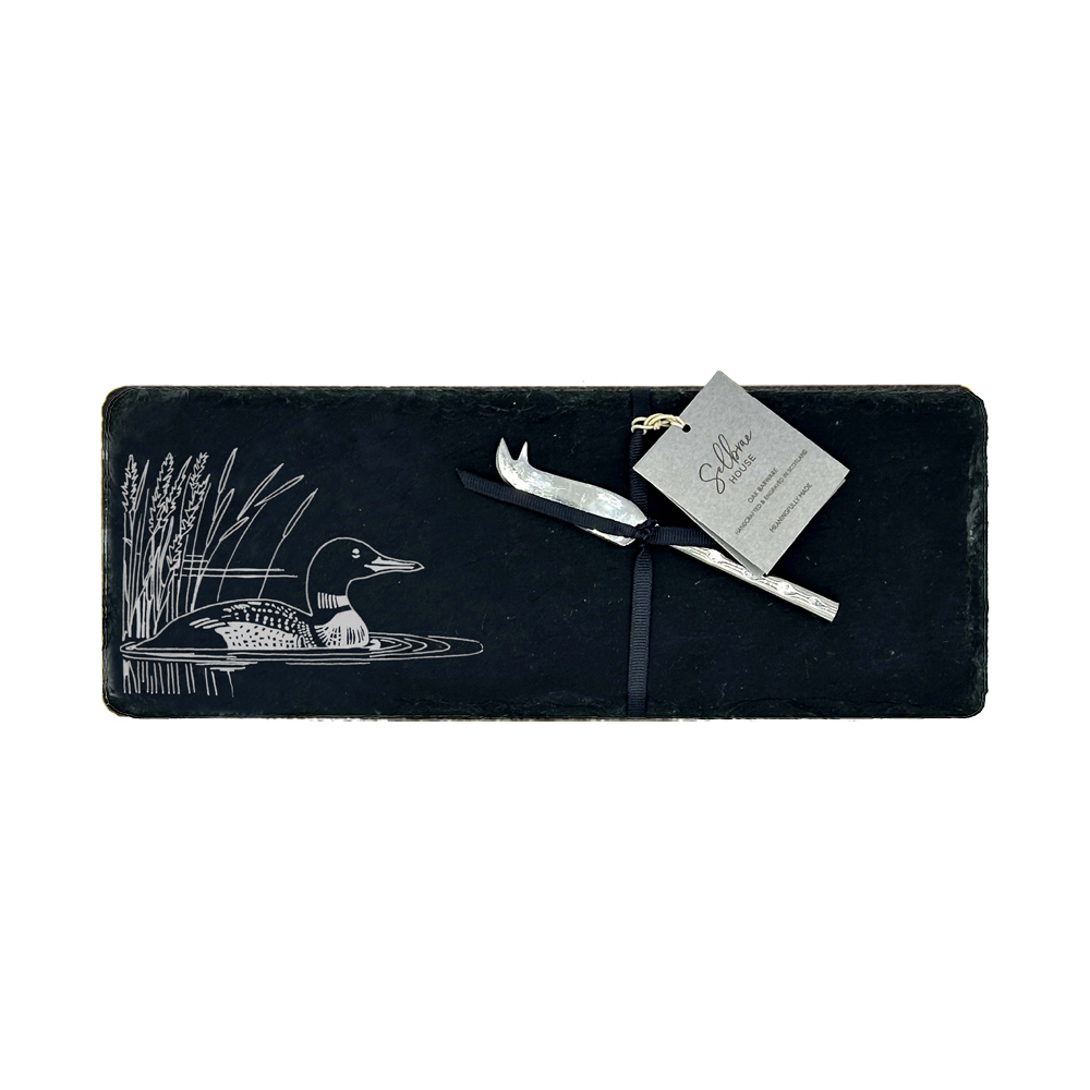 Picture of Single Mini Slate Cheese Board & Knife Set - Loon 