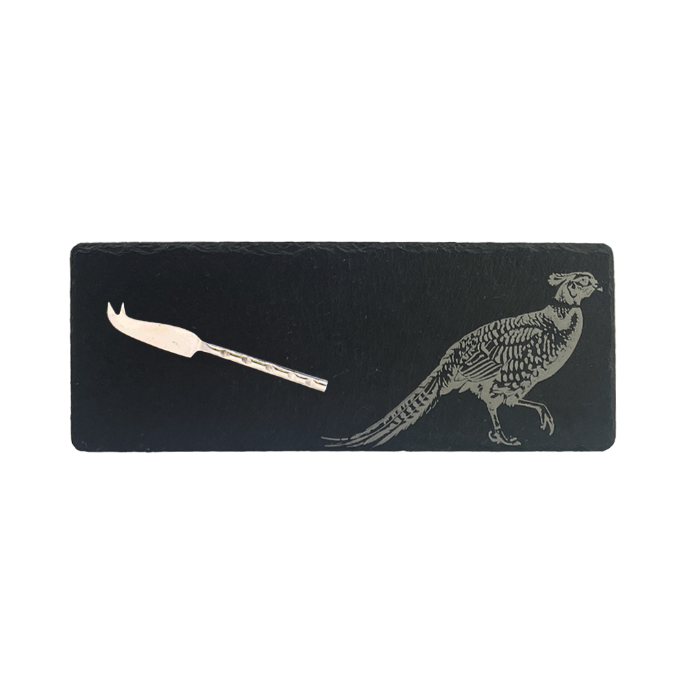 Picture of Single Mini Slate Cheese Board & Knife Set - Pheas