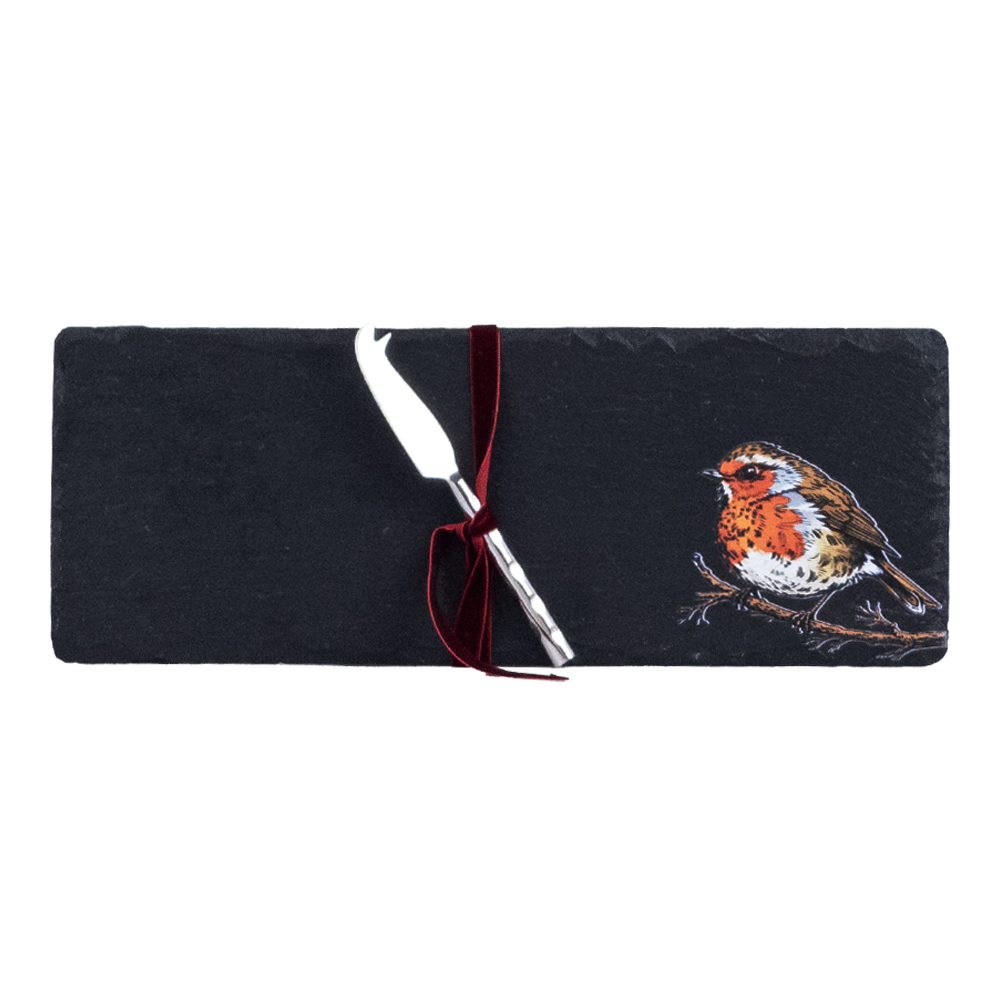 Picture of Mini Slate Cheese Board & Knife Set - Robin
