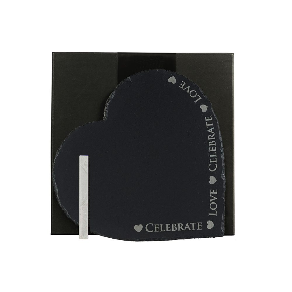 Picture of Love & Celebrate Heart Slate Cheese Board GIFT BOX