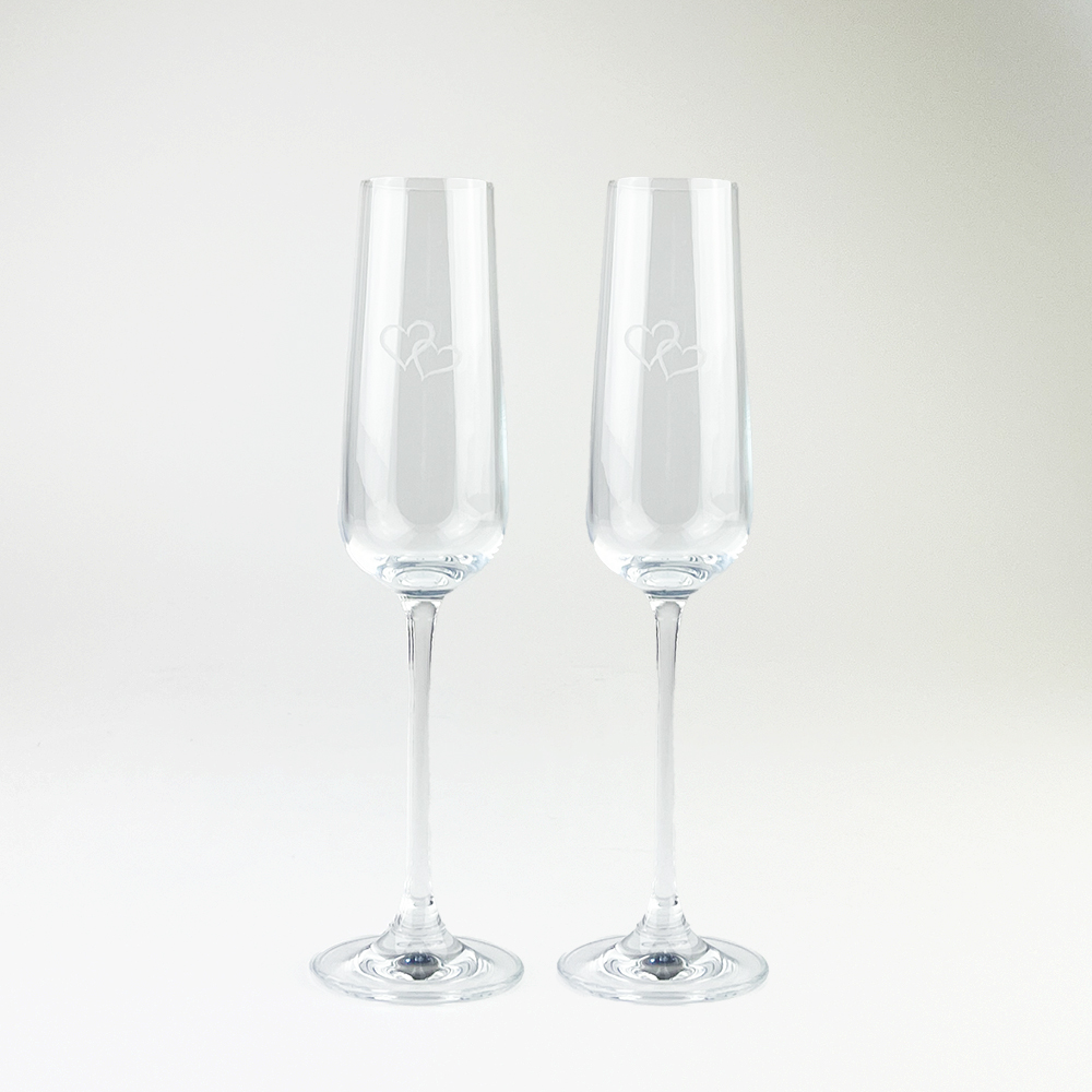 Picture of 2 Champagne Flutes - Hearts