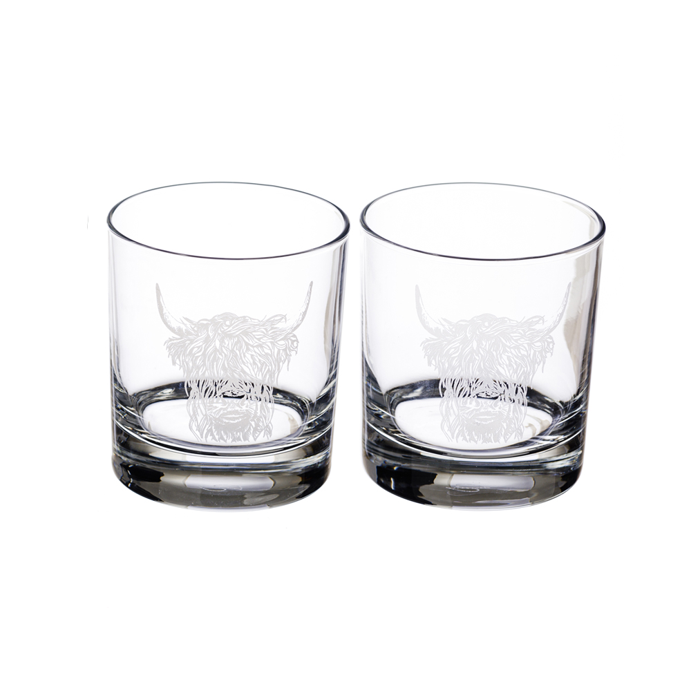 Picture of 2 Glass Tumblers - Highland Cow
