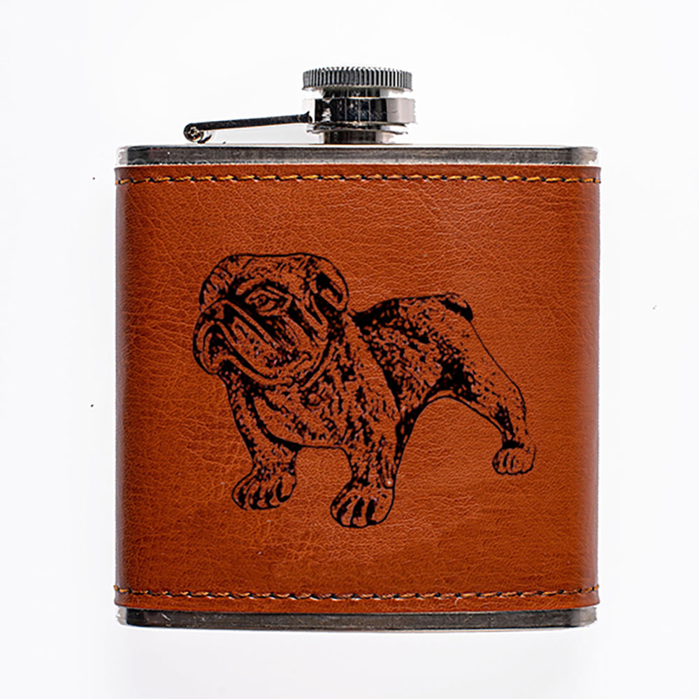 Picture of Leather Hip Flask - Bulldog