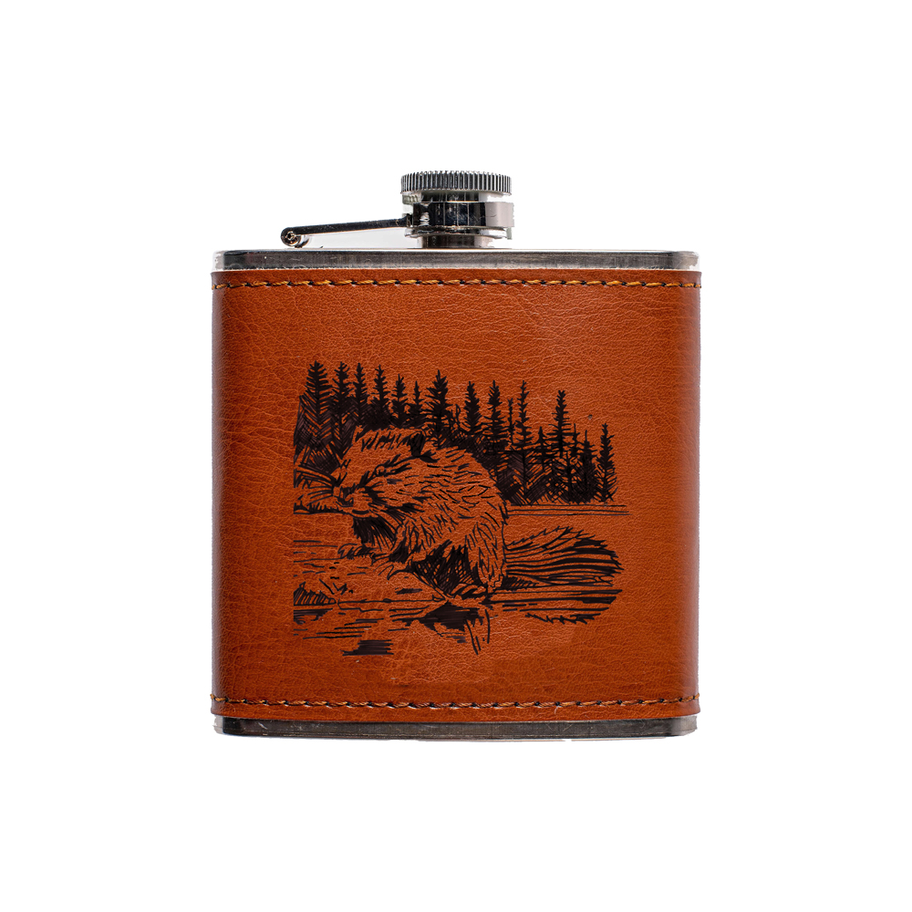 Picture of Leather Hip Flask - Beaver