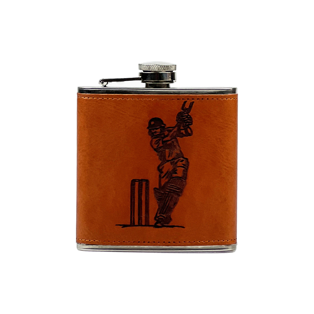 Picture of Leather Hip Flask - Cricket