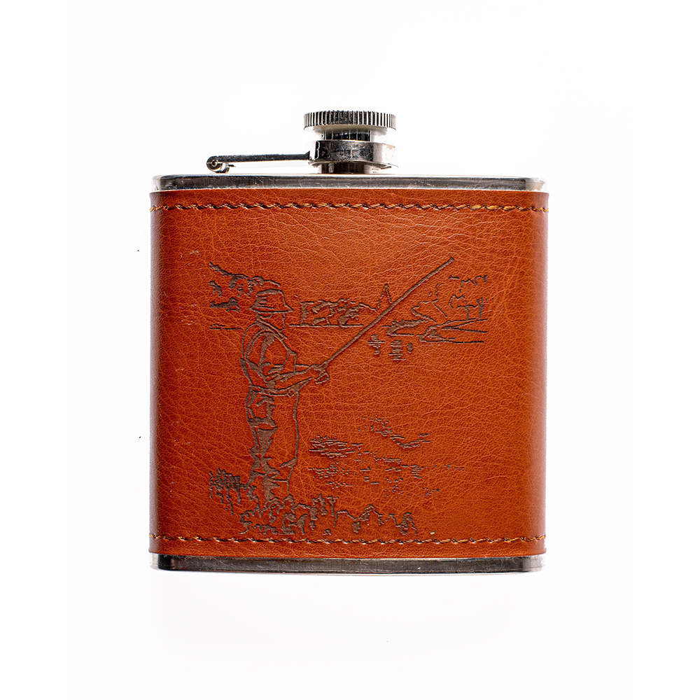 Picture of Fishing Leather Hip Flask