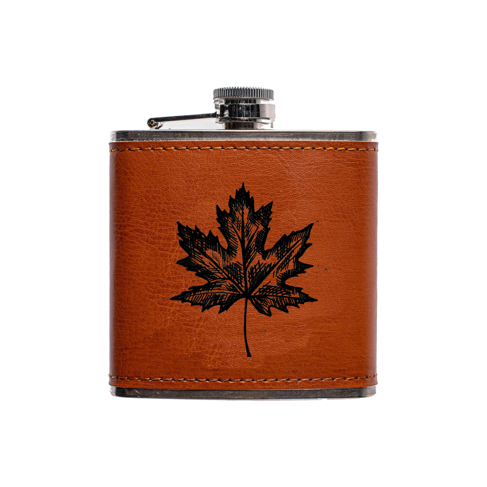 Picture of Leather Hip Flask - Maple Leaf